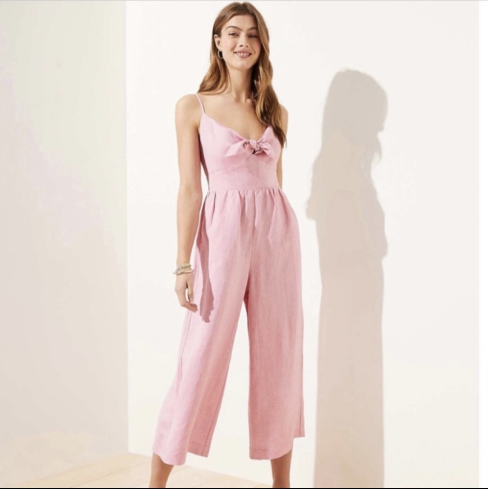 Loft Linen Jumper Wide Leg Sleveless Pink Women's Size 2.